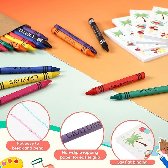 270 Pcs Mini Summer Coloring Books Welcome Back to School Gifts for Students with Crayons Kids Summer Pool Beach Coloring Book Party Favors