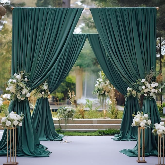 20ft x 10ft Wrinkle Free Hunter Green Backdrop Curtains for Parties, 4 Panels 5x10ft Polyester Green Photo Backdrop Drapes for Wedding Party Jungle Birthday Photography Background