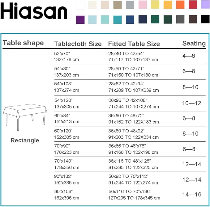 Hiasan Black Tablecloth for Rectangle Tables - Waterproof and Spillproof Washable Fabric Table Cloth for Dining Room Kitchen Party, 60 x 102 Inch