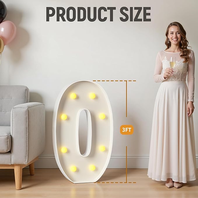 Mixifox 40 Light up Numbers 3 Feet Tall, 40 Marquee Numbers for Party, 40th Birthday Decorations for Women Men, Big 40 Sign with Light for Anniversary, Birthday Backdrop Decor