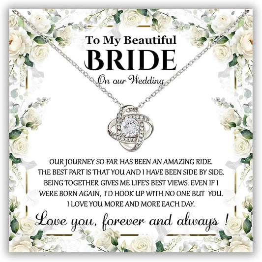Groom To Bride Necklaces, Groom To Bride Necklace Gifts With Message Card, Groom To Bride Necklace For Wedding Day, To My Bride Necklace, Bridal Shower Necklace Gifts For Bride To Be