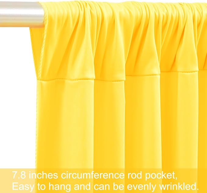 8 Panels Yellow Backdrop Curtains for Wedding Party Wrinkle Free Backdrops Curtain Drapes Fabric Decorations Photo Back Drop Cloth for Baby Shower Photography Stage Reception 40ft(W) x 12ft(H)