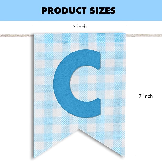 Custom Banner Kit, 28 Blue Printed Burlap Banner with 92 Felt Letters, Make Your Own Diy Customizable Kit for Birthday Wedding Party Decorations