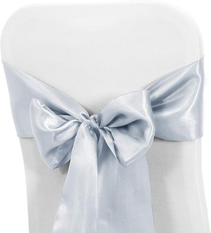 Obstal 50 PCS Satin Chair Sashes Bows for Wedding Reception- Universal Chair Cover Back Tie Supplies for Banquet, Party, Hotel Event Decorations