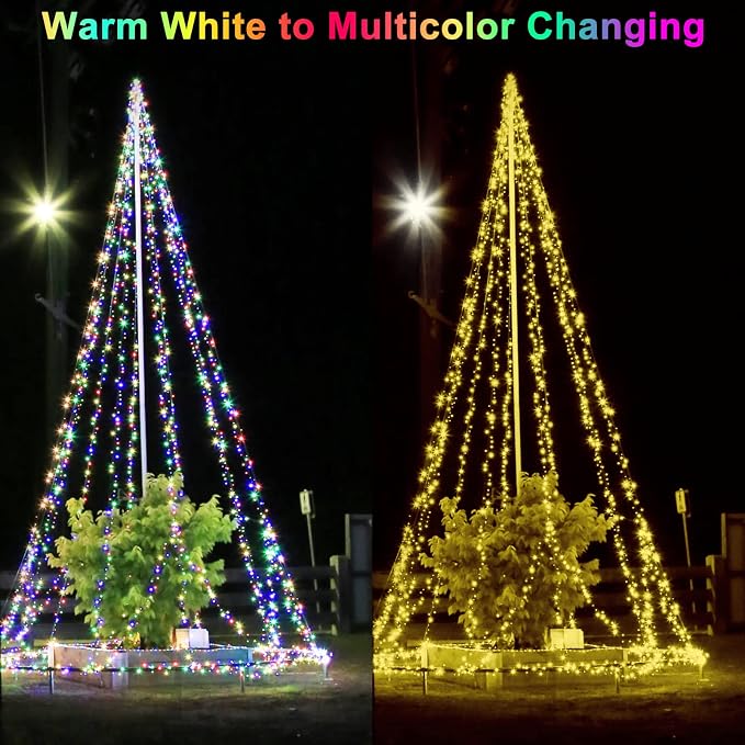 Decute 300LED Christmas Tree Lights Fairy String Light 99FT Green Copper Wire Warm White and Multicolor Dimmable with Remote, UL Cerficated Twinkle Lights for Party Wedding Indoor Outdoor Decor