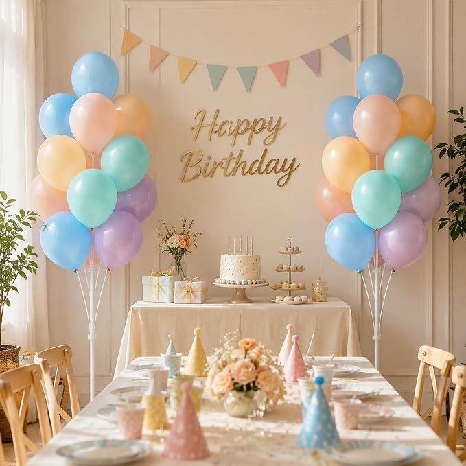 Balloon Column Stand Kit with Balloons, Base and Pole, Balloon Column Kit for Floor or Table Backdrop Decoration for Party Wedding Baby Shower Birthday Graduation (Warm Color)