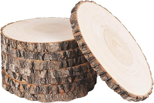 8 Pcs Natural Wood Slices for Centerpieces, 8-9 Inch Unfinished Wood Circles for Tables, Rustic Wooden Discs for Crafts Dinner Table, Baby Shower, Wedding Decorations