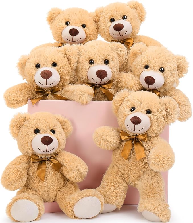 MaoGoLan 30Pcs Bulk Teddy Bears Stuffed Animals Baby Shower, Soft Small Stuffed Teddy Bears in Bulk, 13.5" Cuddly Mini Teddy Bears Centerpiece Baby Shower,Wedding,Party,Birthday(Brown/Gray/Tan)