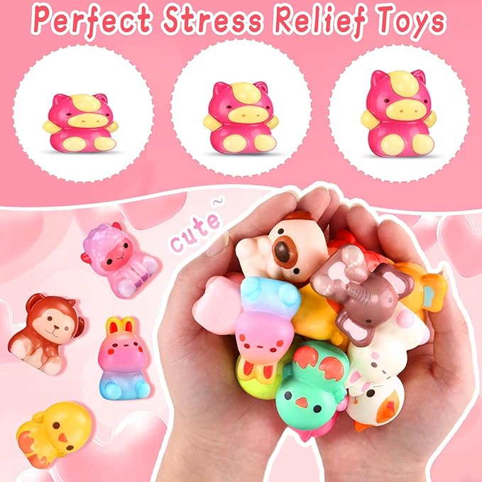 Valentines Day Gifts for Kids, 24PCS Animal Squishies with to from Valentine Cards Box, School Classroom Exchange Party Favors