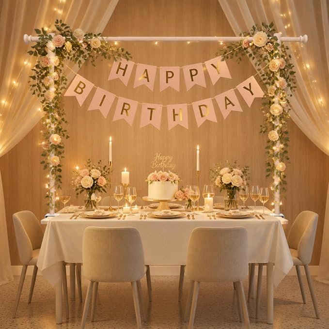 Beyeutao Over The Table Rod Stand with Clamps Adjustable 16"-87" Length 16"-45" Height Over Table Display Bar Wooden Table Balloon Arch for Wedding Birthday Party Christmas Decoration