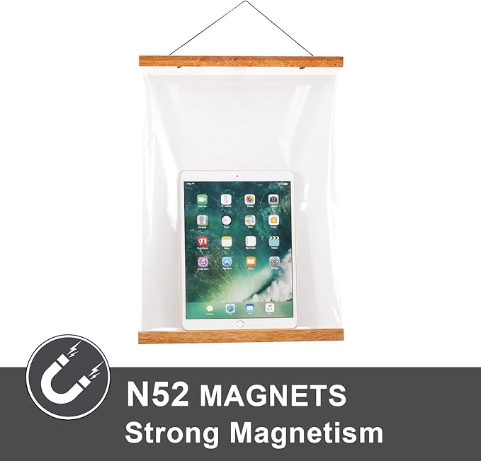 WITCOLOR Magnetic Poster Hanger, 17x11 17x24 17x17 Poster Frame Wood Wooden Magnet Print Posters Dowel Scroll Hanger Hangers Hanging Kit for Walls Map Canvas Artwork (Teak Wood, 17", 2 Pack)