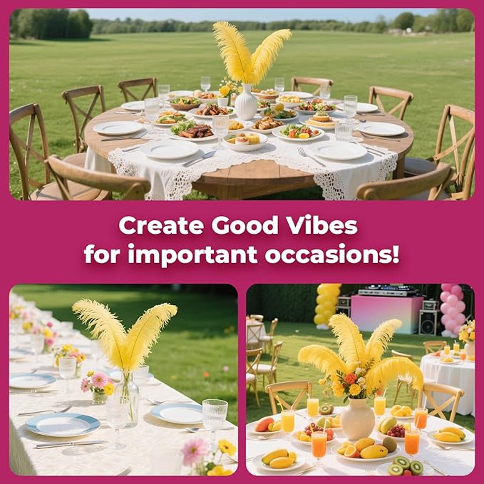 Piokio 40 pcs Gold Ostrich Feathers 12-14 inch(30-35 cm) Bulk for Wedding Party Centerpieces and DIY Clothes Decoration, Gatsby Decorations