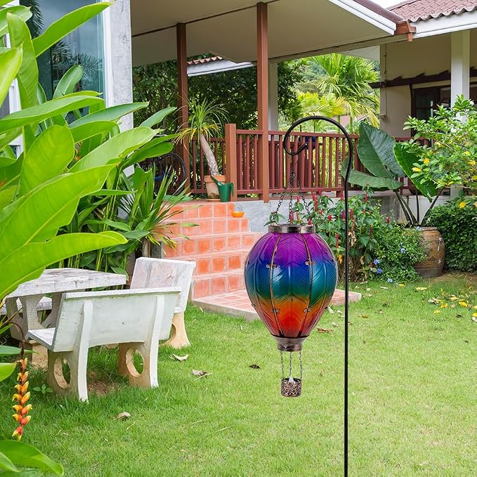 STARSOUL Extra Large Solar Hot Air Balloon Lantern with Flickering Flame, Hanging Solar Lantern Outdoor Waterproof, Hot Air Balloon Solar Light Decorations for Garden Yard Lawn Porch