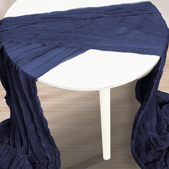 1 Pack Navy Blue Cheesecloth Table Runner 35x120 Inch 10Ft Rustic Gauze Cheese Cloth Table Runner Sheer Cheesecloth Table Runners for Wedding Party Bridal Shower Decoration