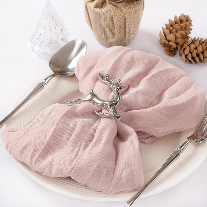 MLMC 60 Pack Cheesecloth Napkins Bulk Dusty Pink Dinner Cloth Napkins 21"x21" Boho Reusable Napkins in Bulk for Wedding Bridal Shower Baby Shower Events Table Decor