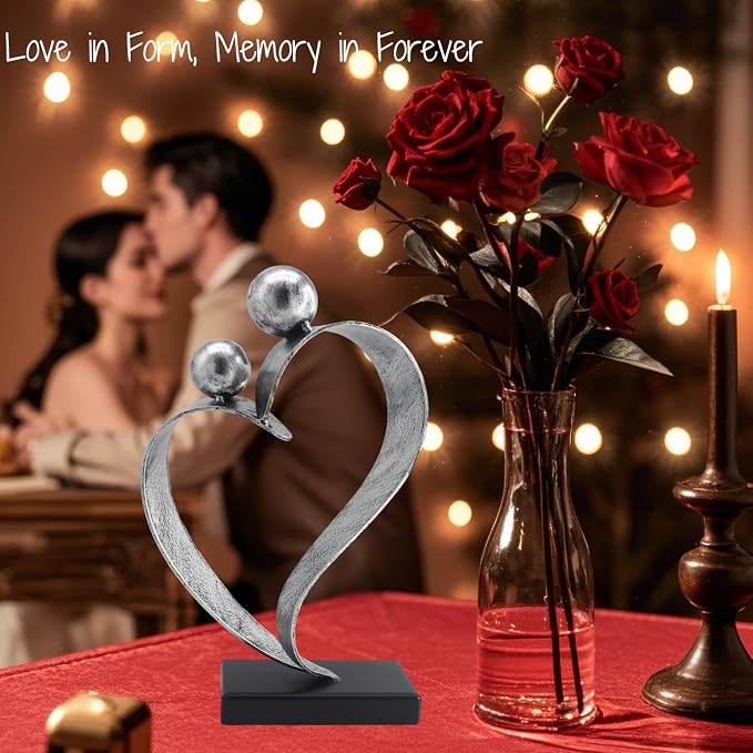 25th Wedding Anniversary Heart Gifts 25th Anniversary Love Gifts for Couple Wife Husband Iron Decorations Silver Wedding Gifts (Silver)