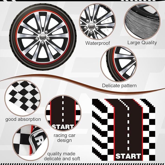 Funnymoom Race Car Birthday Party Decorations Include Car Paper Plates and Napkins Cups Tablecloth Cutlery Straws for Sports Themed Party Supplies, Serves 50