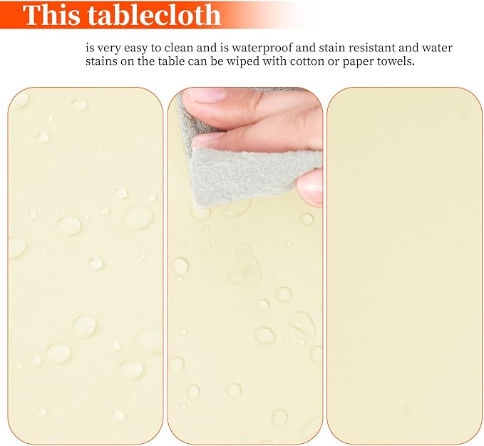 10 Pack Beige Round Tablecloth 120 Inch, Waterproof Polyester Table Cloth for Round Tables Beige Tablecloths Stain and Wrinkle Resistant Washable Fabric Table Cover for Party Dining Wedding Banquet