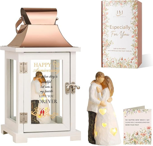 Happy Anniversary Gifts for Men, Women, Anniversary Lantern with Couple Hand-Painted Figure, Anniversary Gift for Couple, Him, Her, Wife, Husband, 1st, 5th, 10th, 25th, 50th Anniversary