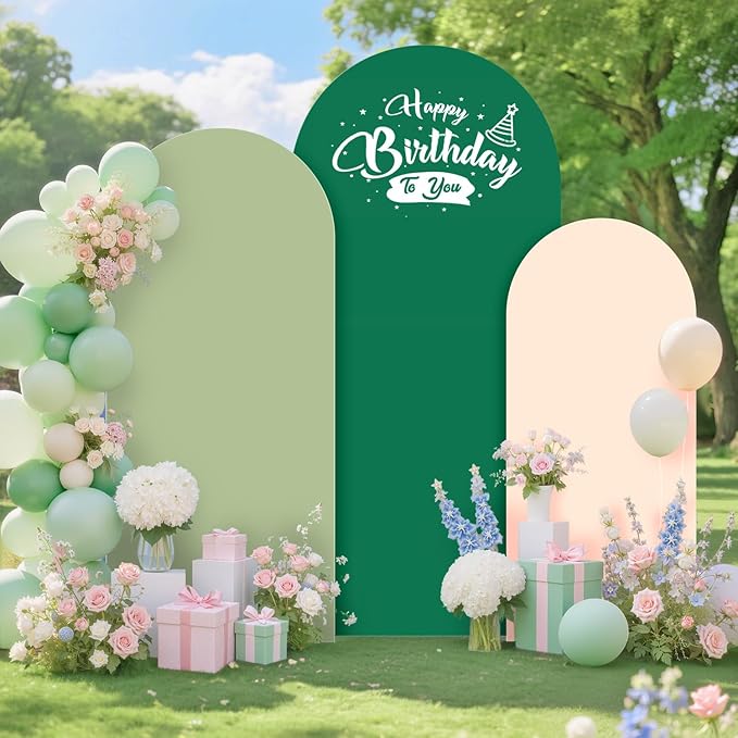 Green Wedding Arch Cover Set of 3 Arch Backdrop Covers 6FT 5FT 4FT Spandex Cover for Arched Backdrop Balloon Arches Stand Covers Stretchy Backdrops Fabric for Baby Shower Birthday Party Wall Decor