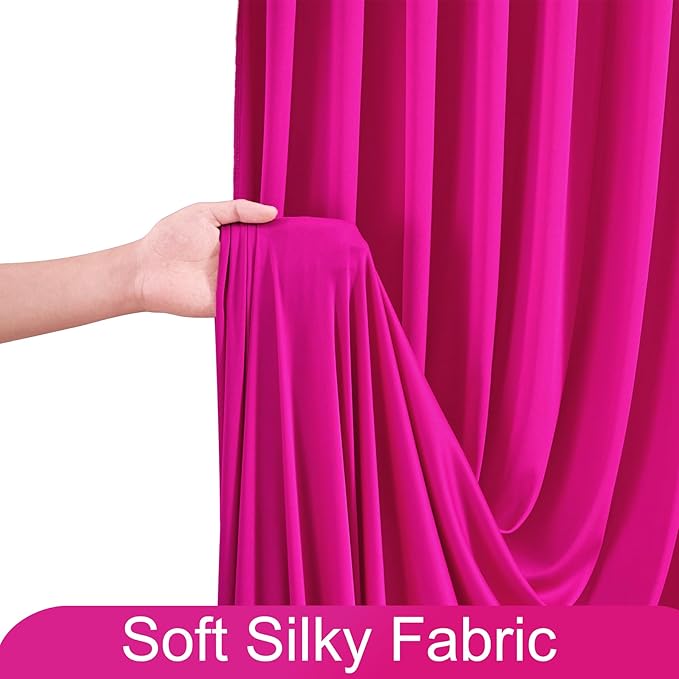10ft x 7ft Hot Pink Backdrop Curtain for Parties Fuchsia Wrinkle Free Backdrop Drapes Panels for Baby Shower Birthday Photo Photography Polyester Fabric Background Decoration