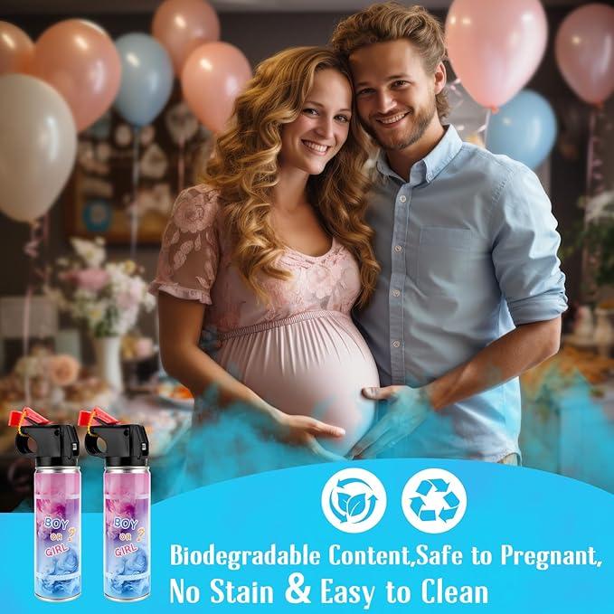 QIYVLOS Gender Reveal Fire Extinguisher 2 Packs, Gender Reveal Smoker Bomb, Baby Boy Reveal Party Ideas for Gender Reveal Decorations (Small, Blue)