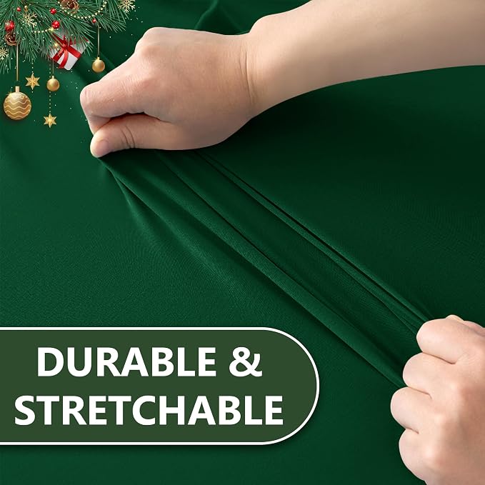 Spandex Table Cloths for 8 Foot Rectangle Tables-6 Pack Hunter Green Fitted Stretch Table Covers-Elastic Christmas Tablecloths for Party, Vendor Booth, Banquet Buffet Event, Craft Trade Show