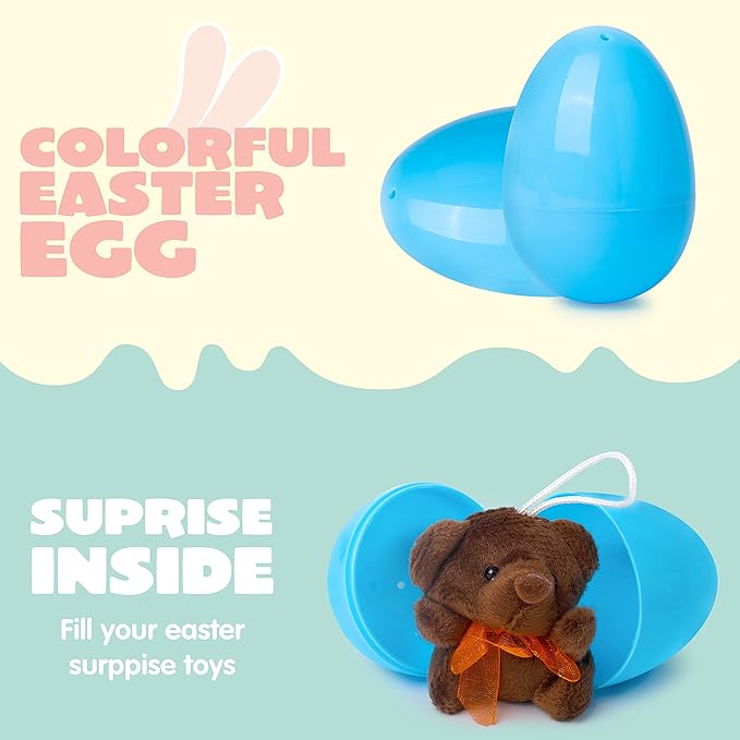 JOYIN 24 Pack Prefilled Easter Eggs of Mini Stuffed Animal Plush Toys Baster Stuffer Filler for Kids Easter Egg Hunt Game, Classroom Prize Supplies