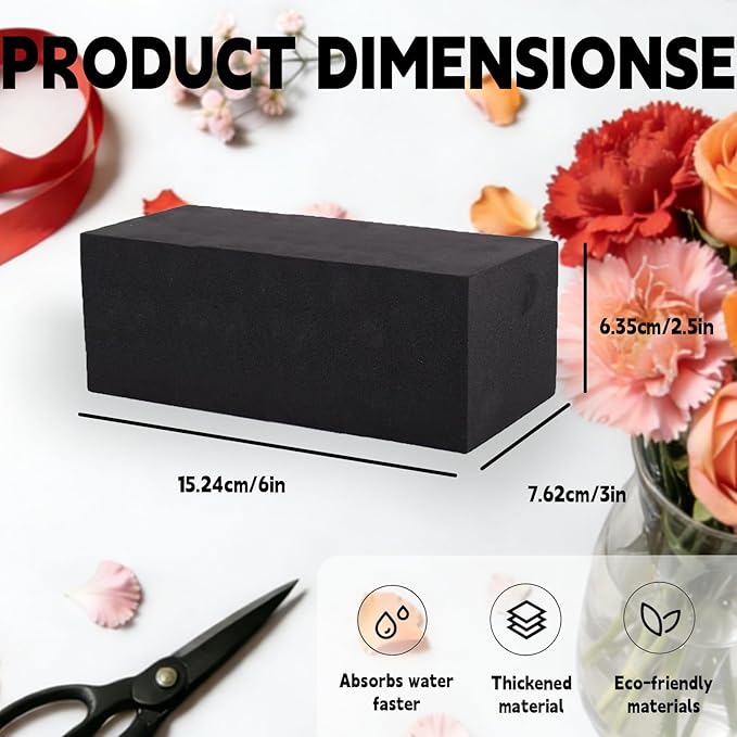 Reusable Floral Foam Blocks for Artificial Flower Arrangements, Weather Resistant, 8 Pieces, 6x3x2.5 Inch, for Outdoor Wedding Home Decor (8, 6 x 3 x 2.5'')