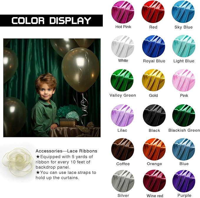 10x10ft Emerald Green Backdrop Curtains Green Drapes for Backdrops Satin Photo Backdrop Drapes for Christmas Decor Hoilday Props TAYBSDJ049