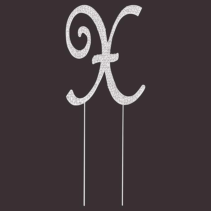 LOVENJOY Gift-Boxed Rhinestone Initial Letter X Cake Topper Wedding