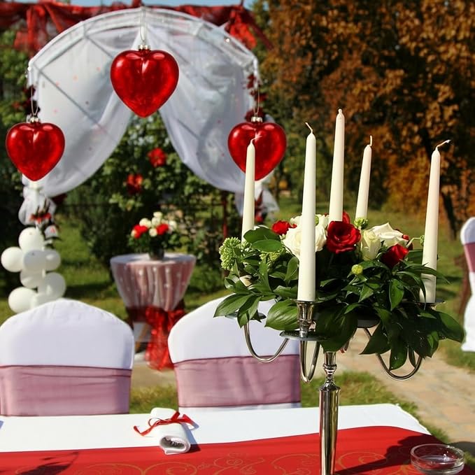 RattanView 12 Pack Red 5.12 inch Large Valentine Hanging Glass Hearts Valentine Heart Glass Ornament Heart Shaped Ornament Shiny Antique Romantic Love Shaped for Anniversary Wedding Hanging Tree Decor