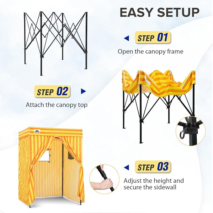 EAGLE PEAK 5x5 Pop Up Changing Tent, Flat Top Changing Room, Yellow/Orange | Portable, Privacy Tent, Pool Cabana, Dressing Room, Shower & Toilet Use, Opaque Fabric, Instant Setup, Photoshoots, Camping
