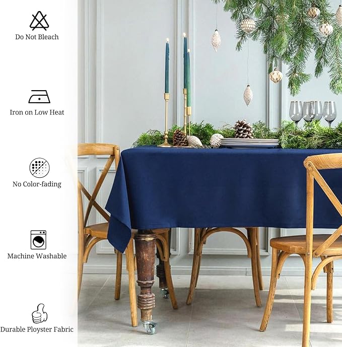 Pesonlook 12 Pack Navy Blue Tablecloth-60 x 126 Inch Navy Blue Rectangle Tablecloth for 8 Feet Rectangle Tables,Washable Fabric Table Cover for Wedding/Buffet Party/Dining Table/Events