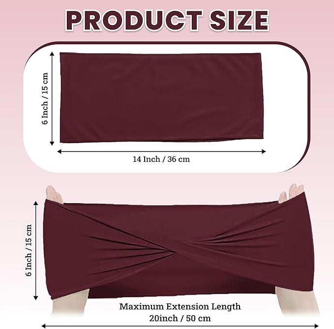 MDS Pack of 25 Spandex Chair Sashes Bows Elastic Stretch Dining Chair Bands Ties Without Slider Buckle Universal fits for Wedding Baby Shower Birthday Party Banquet Event Decoration - Burgundy