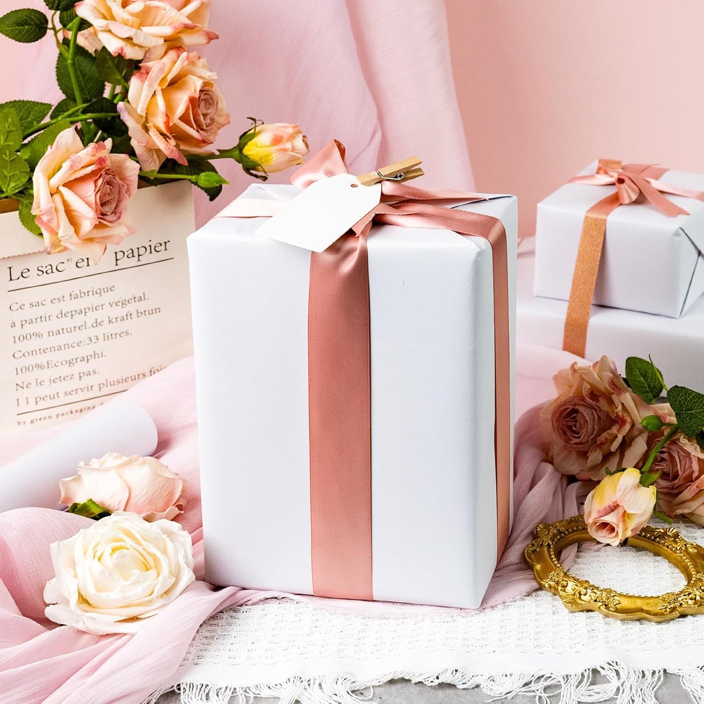 Garbendy Gift Wrapping Paper Roll-Solid Color Pearly-Lustre Paper,Perfect for Wedding, Valentine's Day,Birthday, Christmas,Baby Shower, Party - 17 Inch X 33 Feet