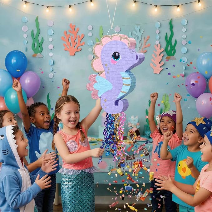 WERNNSAI Seahorse Piñata - Ocean Birthday Decoration Ocean Animal Piñata