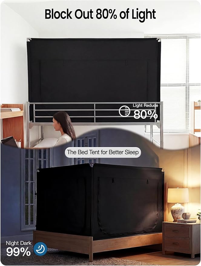ANC POP Portable Bed Tent, Blackout Privacy Canopy with 3 Doors & Breathable Mesh, Large Space for Adults, Indoor Sleeping Shelter for Dorms/Shared Rooms