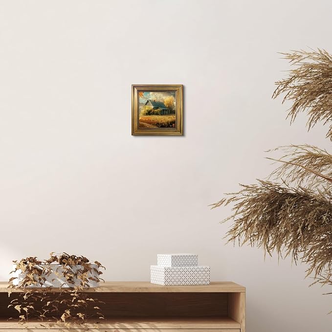 4x4 Picture Frame Vintage Gold for Tabletop & Wall Mount | 4 x 4 Photo Frame for Living Room, Bedroom, Office Décor & Father's Day Graduation Wedding Gift