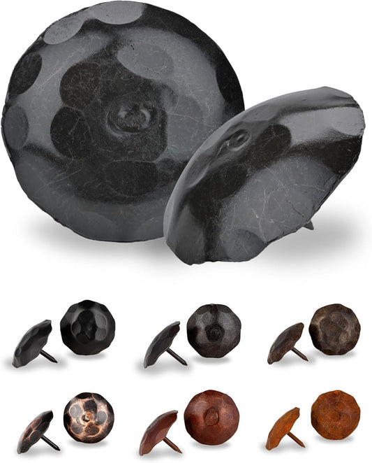 10 Pack 2" Round Head Iron Clavos Decorative Nails – Sealed Unfinished – Handmade Rustic Round Fasteners for Farmhouse Shutters, Faux Wood, Barn Doors, Shutters, Gates – Ornamental Wood Accent