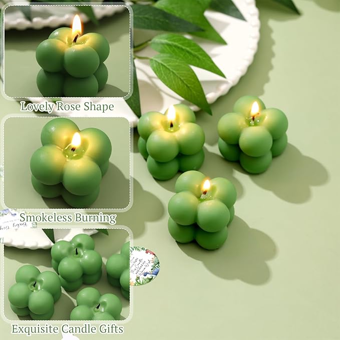 MTLEE 24 Sets Dinosaur Baby Shower Favors Small Bubble Candle Baby Shower Favors for Guests Tea Candles Bulk with Stylish Ribbons Cards Gifts Party Decoration(Army Green,Dinosaur)