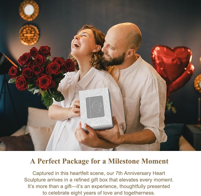 Vastsea 7 Year Anniversary Copper Gifts - 7th Anniversary Wedding Handcrafted Hearts Sculpture for Her Him Couple Wife Husband, with Card & Gift Box