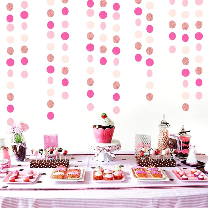 Hot-Pink Rose-Gold Party Decorations Garland and Hot-Pink Rose-Gold Party Decorations Heart-Garland