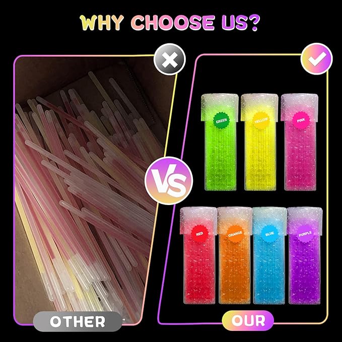 JICUICUI Glow Sticks Bulk Party Pack- Ultra Bright 500PRO Glow in the Dark Party Supplies, Neon Party Favors, Glow Sticks Party Supplies Glow Necklaces and Glow Bracelets with Connectors
