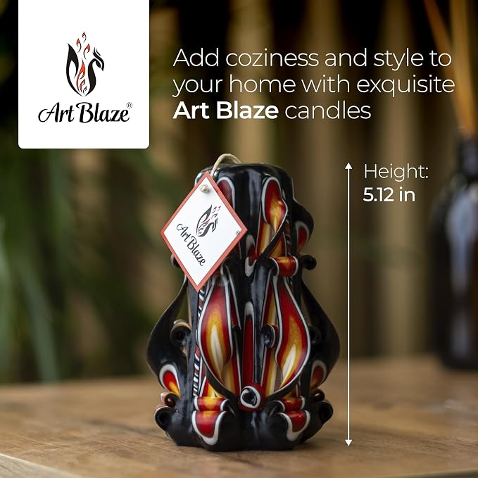 Carved Candles - Handmade Decorative Large Candle – Tall Long Burning Cute Spiral Candles for Women – Table Candle for Home Decor, Cozy Cottage Core Gift - Christmas Gift for Mom - Black