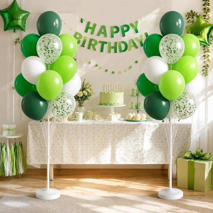 Balloon Column Stand Kit with Balloons, Base and Pole, Balloon Column Kit for Floor or Table Backdrop Decoration for Party Wedding Baby Shower Birthday Graduation (Forest Green)