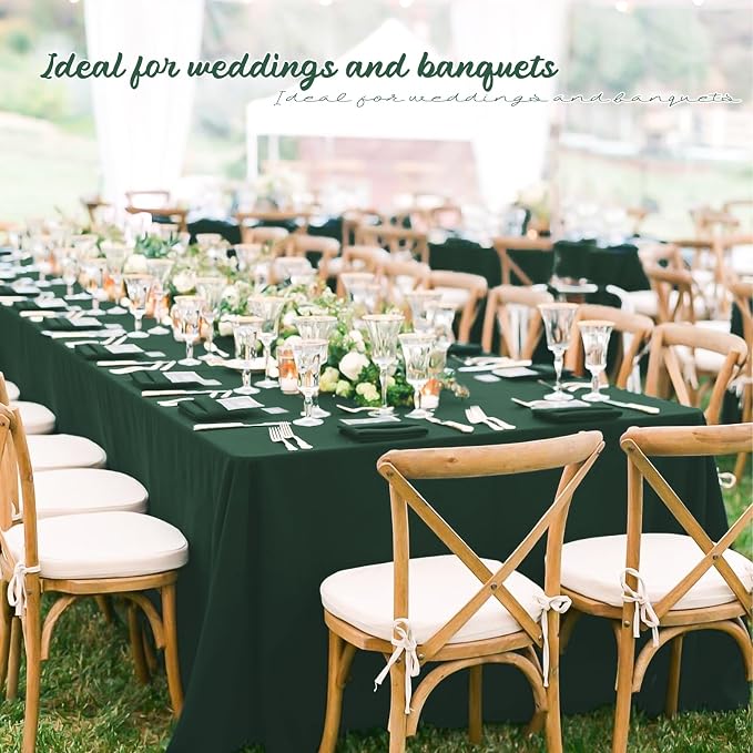 12 Pack Hunter Green Tablecloths for Rectangle Tables 60 x 126 Inch Polyester Tablecloth 8 Foot Rectangle Table Cloth Wrinkle Resistant Washable Fabric Table Cover for Party Wedding Banquet Events