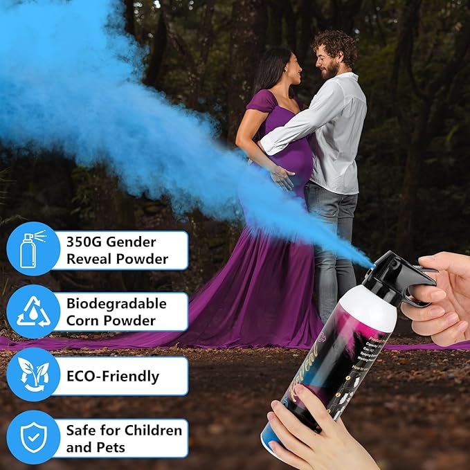 Gender Reveal Fire Extinguisher 2 Packs, Gender Reveal Ideas, Baby Girl Reveal Party Ideas 100% Biodegragable for Gender Reveal Decorations（Blue）