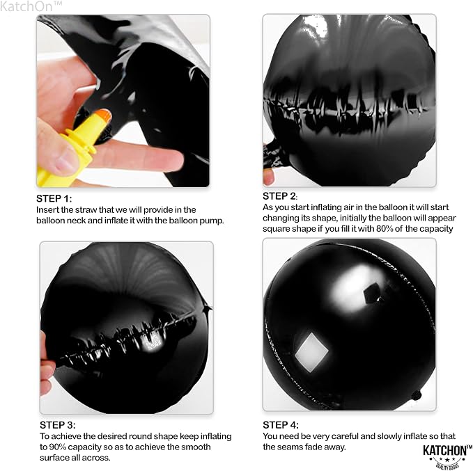 KatchOn, Huge Black Balloons - 22 Inch, Pack of 12 | Round 4D Black Foil Balloons for Black Birthday Decorations, Prom Decorations 2026 | Graduation Decorations 2026, Bachelorette, Baby Shower