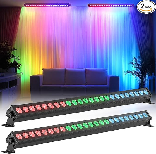 Led Stage Lights Bar,72W 24LEDs RGB Dj Strobe Party Lights Bar 3 in 1 Wall Washer Light Indoor with DMX Control AutoPlay Sound Activated Color Changing for Church Christmas Wedding Dance (2)